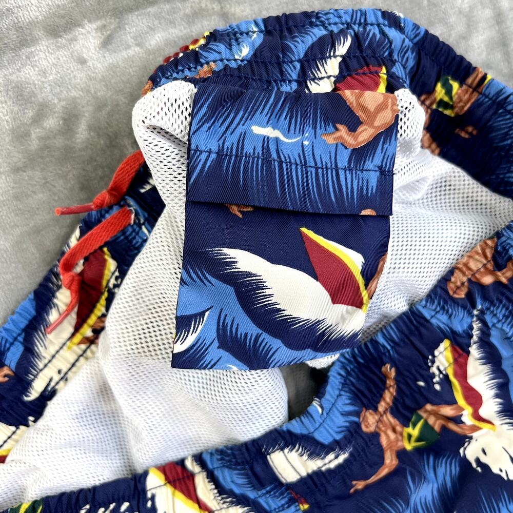 Polo Sport Ralph Lauren Swim Trunks Mens Size L Blue Allover Wave + Surfer Print - Picture 9 of 12